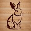 A cartoon rabbit sitting on its haunches, suitable for vector designs and clip art projects.