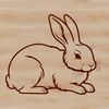 A stylized illustration of a rabbit in a laying position, suitable for various uses including clip art and vector design.