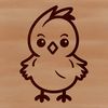 A simple line drawing of a young chick, suitable for Easter designs and crafts.