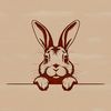 Cartoon Bunny Character Silhouette A cartoon rabbit character peeking out from behind a decorative object.