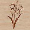 Simple Flower Design Clipart Illustration of a daffodil flower with trumpet-shaped bloom and green stem, suitable for vector graphics and design projects.