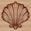 A stylized illustration of a seashell, suitable for vector art and commercial or personal use as clip art.