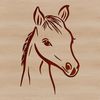 An illustration of a horse with detailed lines and shapes, suitable for cutting machines like Cricut or laser cutters.