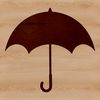 A simple outline of an umbrella in silhouette, suitable for graphic design projects.