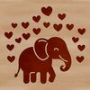 SVG vector illustration of a gentle elephant with love hearts surrounding its body.