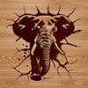 SVG Headshot of a Majestic Elephant A digital illustration of a elephant's head with intricate details.