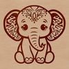 Vector Art of a Majestic Elephant A digital illustration of a large African mammal with a trunk, tusks, and floppy ears.
