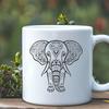 A simple line art illustration of a large elephant.