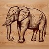 A realistic illustration of an elephant standing on its hind legs, suitable for vector graphics and cutting machines.