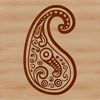 A traditional ornate paisley shape design used as vector art for various applications.