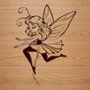A delicate fairy with wings and a crown sits amidst flowers in an enchanted forest.