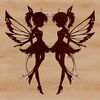 A simple outline illustration of a mythical fairy in profile.
