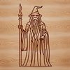 A simple line drawing of a wizard character from a fairy tale, suitable for vector design.