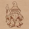 Magical Fantasy Character SVG A fantasy character in medieval attire, holding a staff and wearing a pointed hat.