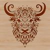 A vector graphic of a Highland Cow profile, suitable for various design applications.