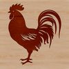 Brown Cockerel Farm Scene A vector illustration of a brown cockerel standing on a farm yard with grass in the background.