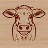 Cute Cow Head Design Clip Art A illustration of a cow's head, featuring a farm animal with a friendly expression.