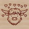 Beautiful High Country Cow Outline An outline drawing of a Highland cow against a simple background, suitable for various design applications.
