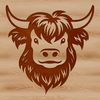 Rustic Cow Head Design A detailed illustration of a cow's head, suitable for vector design and commercial use.