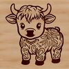 Standing Highland Cattle Breed Illustration A vector illustration of a standing Highland cow, a breed of domesticated cattle known for its distinctive shaggy coat.