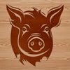 Stylized Hog Portrait Clip Art A stylized illustration of a pig's head with features typical of farm animals.