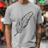 An isolated design of a feather created with scalable lines and shapes, suitable for digital applications.