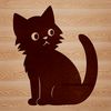 Vector Graphic Cat Design A simple illustration of a domesticated cat sitting on its haunches, suitable for digital crafting and design.