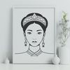 Elegant Princess SVG Vector Illustration of a princess in elegant attire, ideal for use with cutting machines like Cricut.