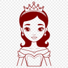 Royal Illustration Character An illustrated princess character created as a graphic element for digital projects and cutting machines like Cricut.