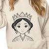 A digital illustration of a young female princess in a flowing gown, suitable for use as clip art or vector design element.