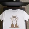 Vector Ferret Illustration Free Download A ferret sitting on its haunches wearing a tiny hat, illustrated in vector format.