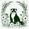 Ferret in Floral Setting SVG Design A ferret standing in a floral setting.