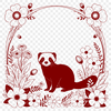 A simple illustration of a ferret in a floral setting.