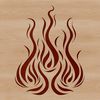 A stylized flame design made up of abstract shapes, suitable for vector graphics.