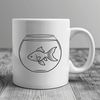 Cute Fish Tank Friend Illustration A digital illustration of a goldfish in a fish bowl.
