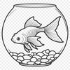 Aquatic Pet SVG Graphics A small domesticated goldfish in a fish bowl.