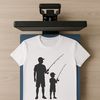 SVG vector design of a fishing rod and fisherman for commercial use.