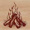Flames and Embers Campfire Vector A vector illustration of flames and embers burning in a campfire setting, suitable for outdoor activities.