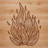A stylized shape of flames in a vector design format.