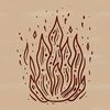 A geometric design featuring a shape resembling flames.