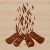 Outdoor Campfire Flame Vector A realistic illustration of a camp fire with flames and smoke, suitable for outdoor-themed designs.