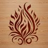 A stylized illustration of flames in a bold vector shape.