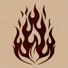 A vector illustration of roaring flames with curved edges and dynamic movement.