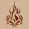 A stylized illustration of a flame shape, suitable for vector design and commercial use.