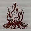 A stylized illustration of a camp fire with flames burning in a safe outdoor setting.