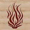A stylized illustration of flickering flames in various shapes.