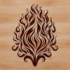 A stylized vector graphic illustration of flames in various shapes.