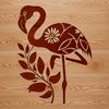Long-Legged Bird in Motion A stylized illustration of a flamingo standing on one leg, featuring long legs and neck.