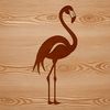A graphic illustration of a flamingo standing in water.