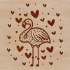 Stylized Flamingo with Love Hearts A stylized illustration of a flamingo bird with love hearts surrounding its body.